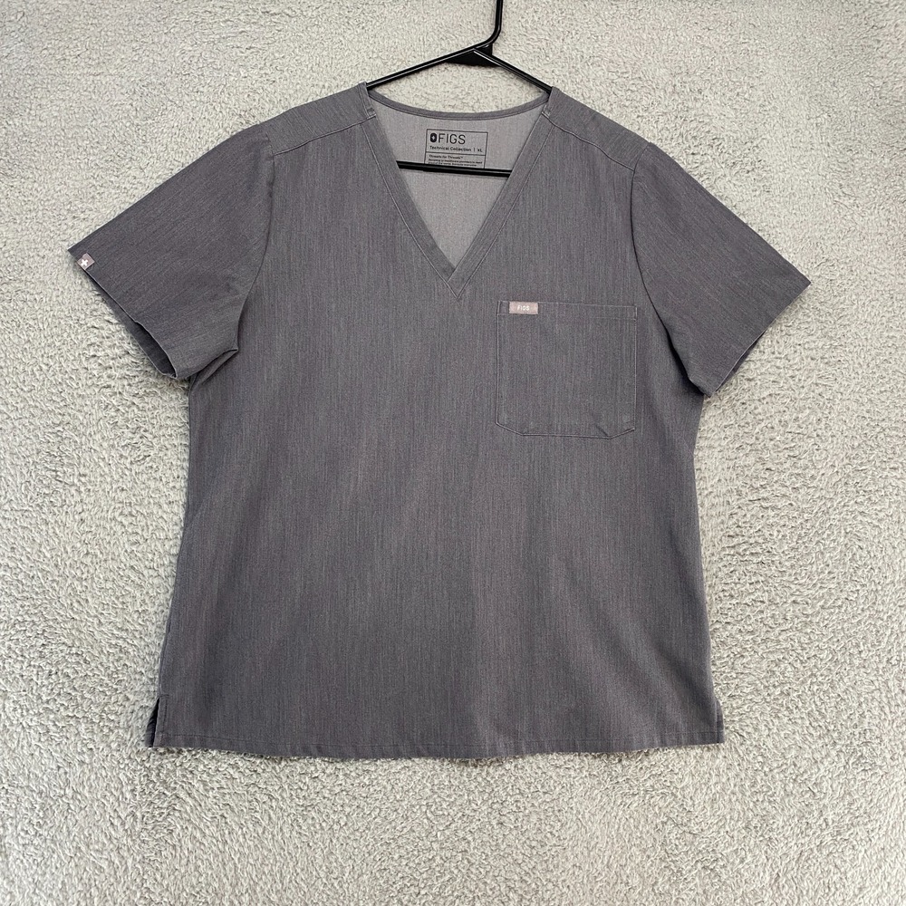 Figs Scrub Top Womens XL Catarina One Pocket Nurse Hospital Doctor V-Neck Gray